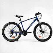 Велосипед спортивний підлітковий на зріст 155-175 см, 26 дюймів, Синій, рама 17 дюймів, 21 швидкість, G-26124