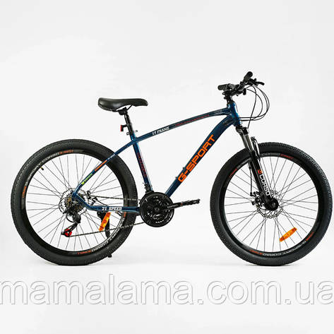 Велосипед спортивний на зріст 155-175 см, 26 дюймів, Синій, рама 17 дюймів, 21 швидкість, G-26168, фото 2