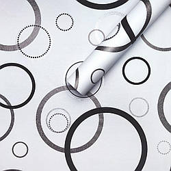 Плівка самоклейка для меблів Кільця Круги Абстракція Рулон 10 м ширина 45 см Сірий декоративний ПВХ