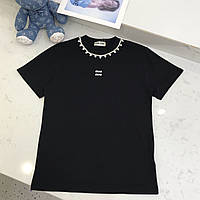 Женская футболка MIU MIU с колье Размер M Черный
