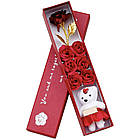 Подарунковий набір Троянди з мила + Подарунок Кулон I Love you / Бокс із мильних троянд і ведмедика / Ведмедик із трояндами, фото 4