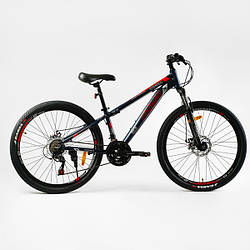 Велосипед спортивний, колеса 26 дюймів, на зріст 135-160 см, Чорний, рама 13 дюймів, 21 швидкість, RM-26519