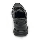 Чоловічі шкіряні кросівки чорного кольору Zlett 6139s чор. розмір 39, фото 6