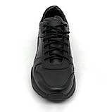 Чоловічі шкіряні кросівки чорного кольору Zlett 6139s чор. розмір 39, фото 3