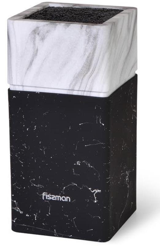 Колода-підставка для ножів Fissman Marble 11х23 см, пластик чорно-білий