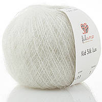 Filamo KID SILK LUX (ФИЛАМО КИД СИЛК ЛЮКС) № 400 белый (Пряжа мохер с шелком и люрексом, нитки для вязания)