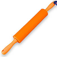 Скалка силиконовая для раскатки теста 45 см силиконовая ручка оранжевый