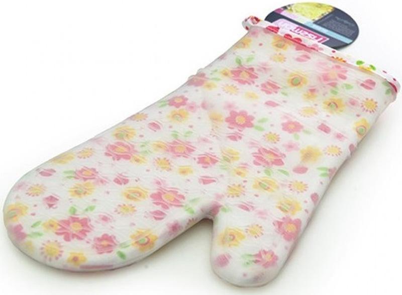 Кухонна рукавиця Fissman Pink Flower 32 см, бавовна із силіконовим покриттям