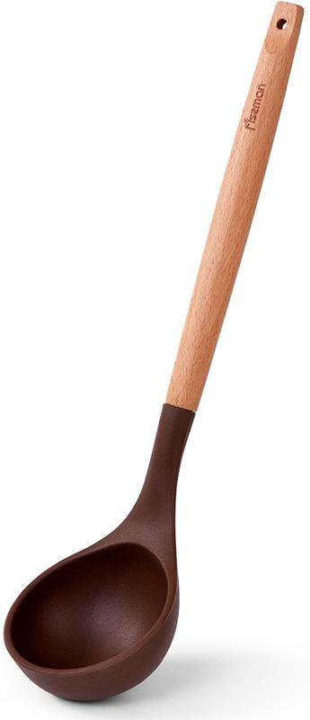 Ополоник Fissman Chef's Tools 31.5 см силікон, шоколадний