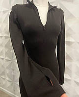 Жіноча міні сукня чорна з блискавкою