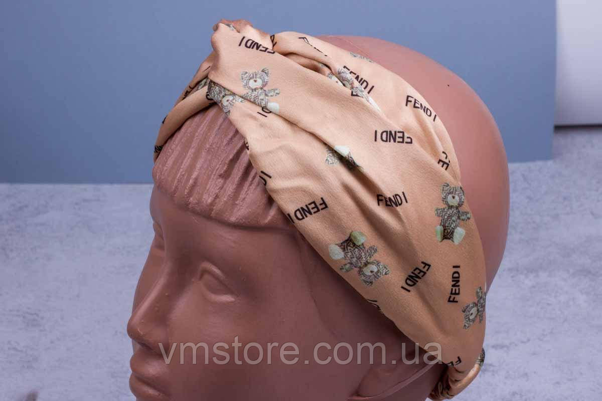 Пов'язка для волосся, пов'язка чалма, бежева, пов'язка на голову, атлас, фото 1