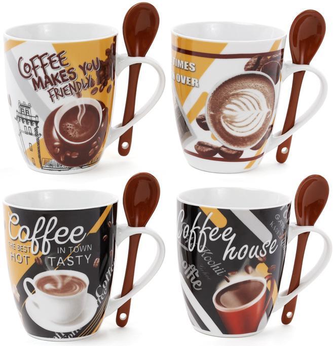 Кухоль порцеляновий "Coffee in the town" 350 мл з керамічною ложкою