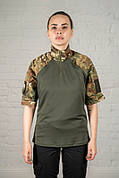 Боевая тактическая рубашка multicam рипстоп полевая женская камуфляжная рубаха убакс с коротким рукавом зсу