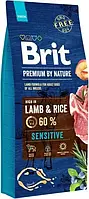 Brit Premium Dog Sensitive 15 кг корм для собак с чувствительным пищеварением ягненок рис