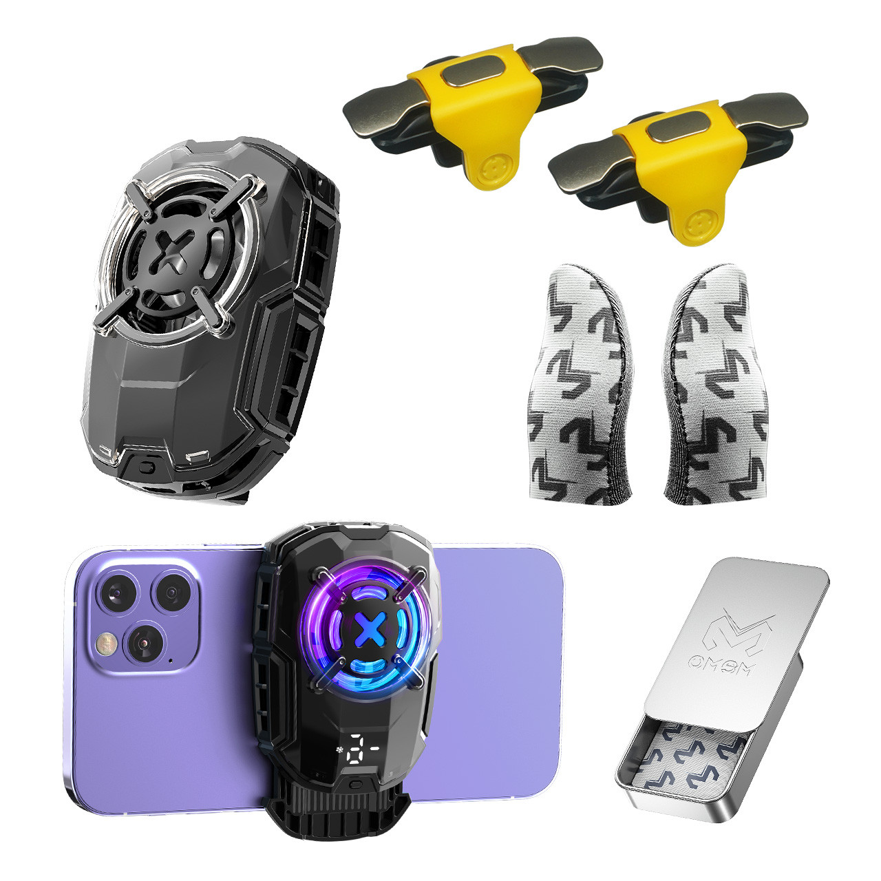 Ігровий комплект MEMO для телефону: кулер Пельтьє DL16, напальчники FS02 тригери S03, фото 1