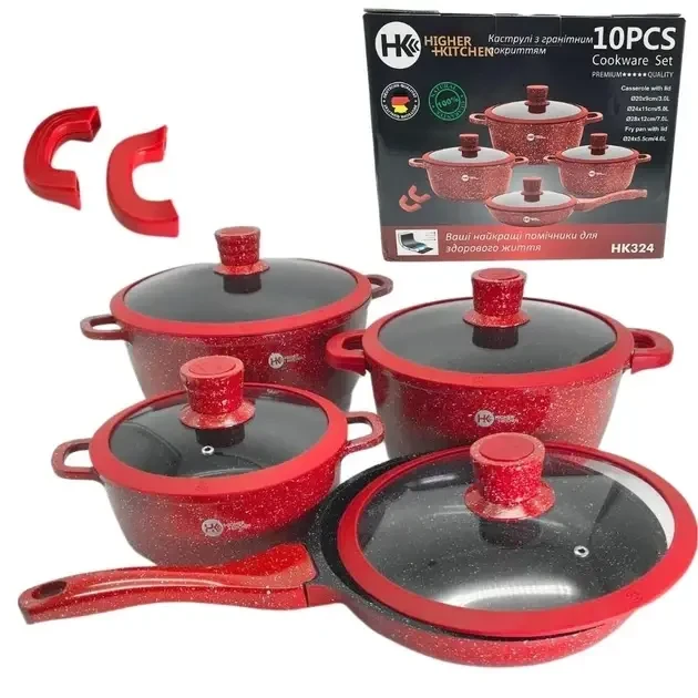 Набір квадратних каструль із гранітним покриттям Higher Kitchen HK 324 2 кольори