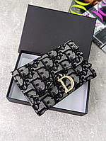 Кошелек женский маленький , Dior кошелек конверт Диор (серый текстильный)