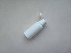 30 мл Круглий ПП поліпропілен флакон білий з білим фліп-топ, кришкою гвинтовою, пляшка з закруткою, ковпачком, пробкою