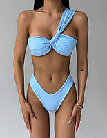 Женский привлекательный раздельный купальник ткань бифлекс цвет голубой