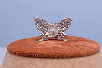 Барвик метелик, маленький металевий крабик для волосся зі стразами, сріблястий