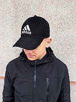 Мужская универсальная кепка Adidas чёрная котоновая на застежке, Чёрная удобная бейсболка Адидас качеств trek