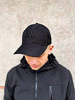 Мужская универсальная кепка Adidas чёрная котоновая, Чёрная удобная бейсболка Адидас на застежке (Черное niki