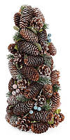 Декоративная елка "Шишки и ягоды" 38см с натуральными шишками