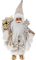 Новогодняя фигура "Санта Клаус с Подарками" 30см, шампань с белым