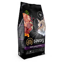 Сухой корм Savory steril для стерилизованных кошек со свежим ягненком и курицей 2 кг