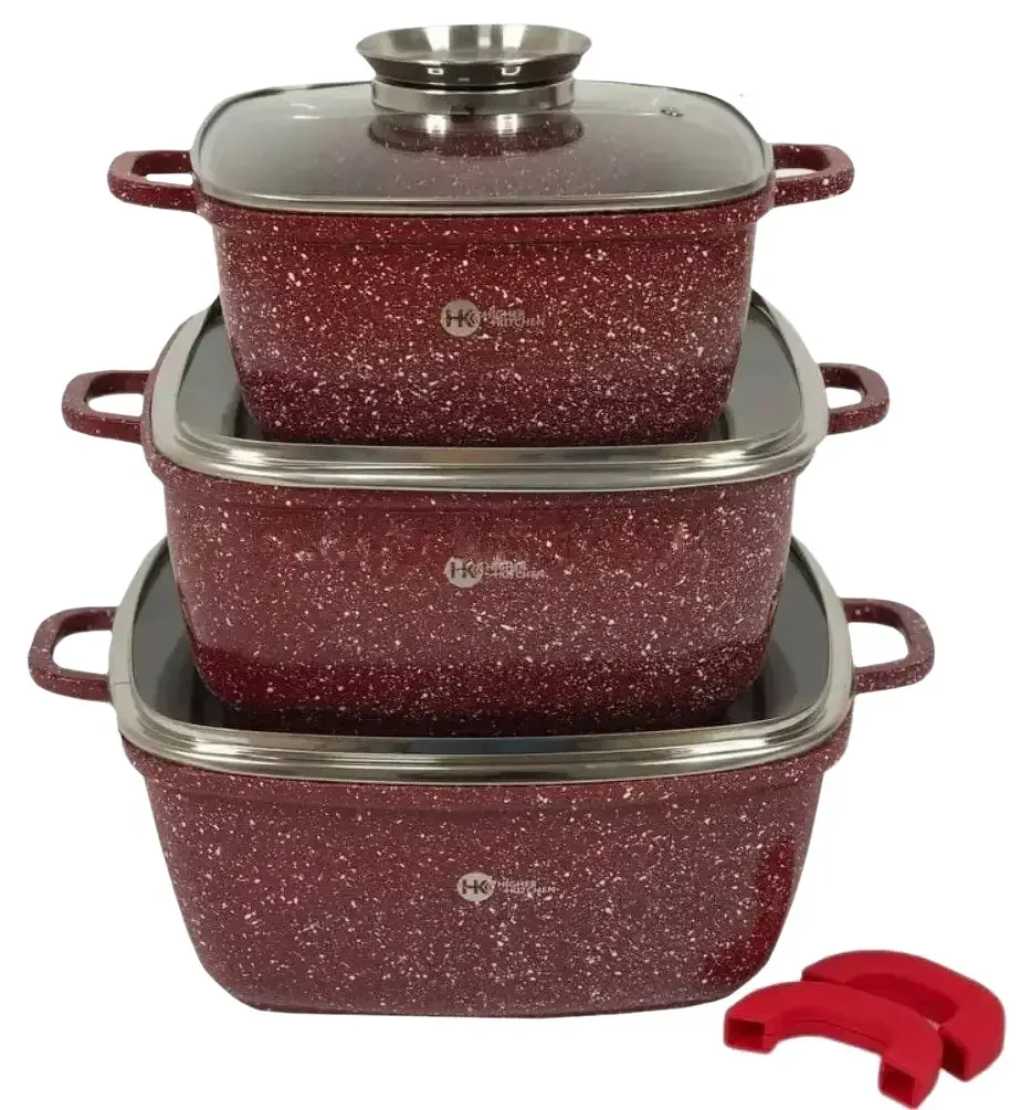 Німецький набір квадратних каструль із гранітним покриттям на 8 предметів Higher Kitchen НК-302