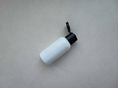 30 мл Круглий ПП поліпропілен флакон білий з чорним фліп-топ, кришкою гвинтовою, пляшка з закруткою, ковпачком, пробкою