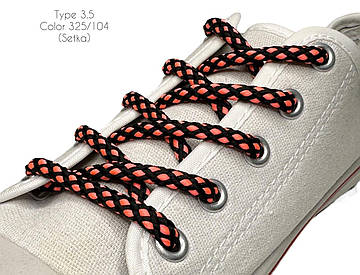 Шнурки для взуття 70см Чорний+рожевий круглі Сітка 5мм поліестер