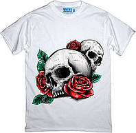 Футболка Черепи та Рози Skull And Roses футболка біла унісекс