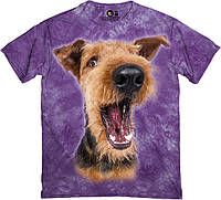 Футболка Пес Excited Airedale Terrier в фиолетовом