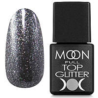 Топ с мелким шиммером Moon Full Top glitter silver №03, 8 мл