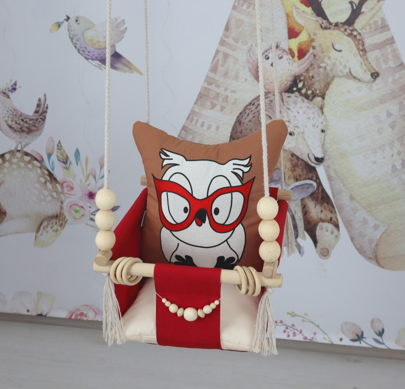 Підвісна гойдалка Розумна сова, гойдалка для дітей, фото 1
