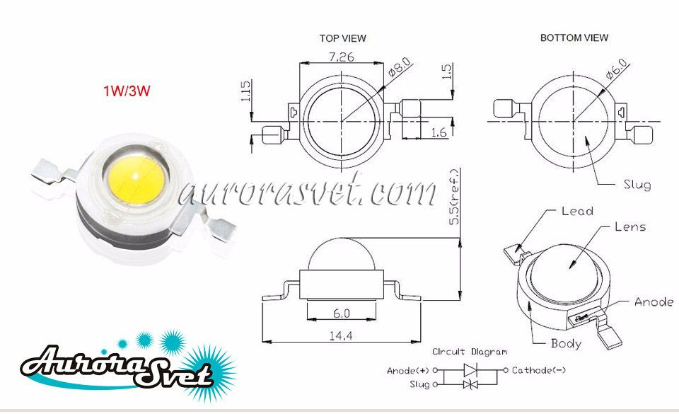 Светодиод LED 3W White. LED-діод. Светодиод LED. Діод.