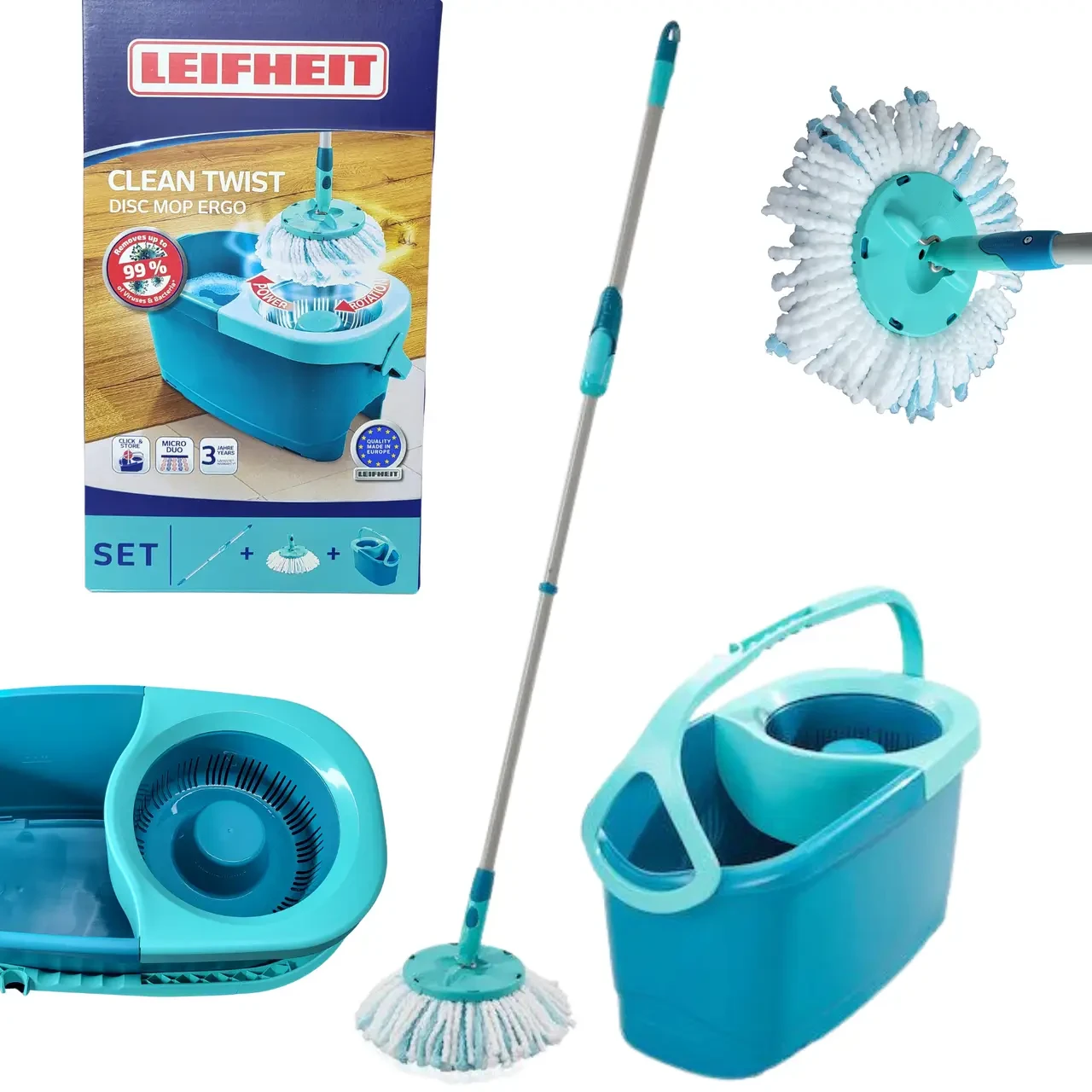 Набір для прибирання Leifheit Clean Twist Disc Mop Ergo швабра+відро