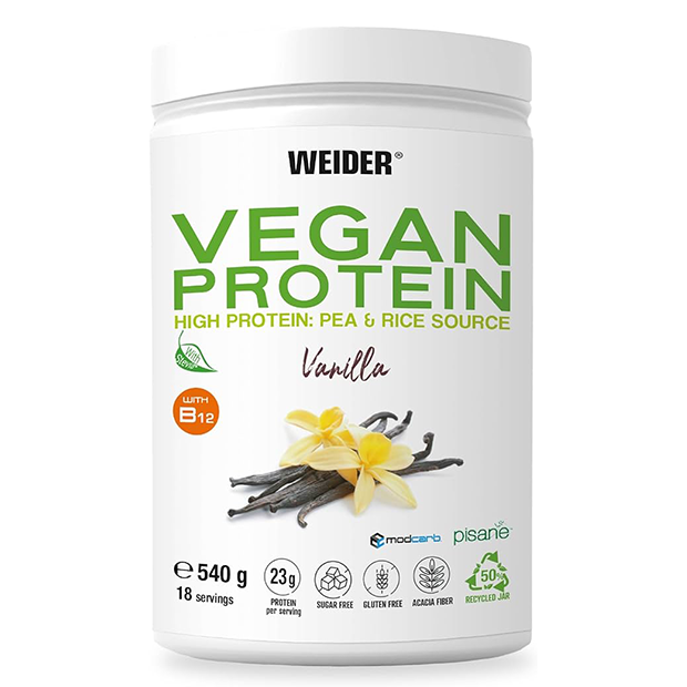 Протеїн Weider Vegan Protein 540 g. Ізолят гороху та рису. Смак Шоколад