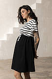 Сукня міні для вагітних та годуючих літня у смужку BECKY розмір S Юла Мама Чорний+Білий, фото 2