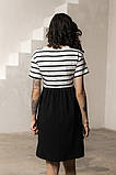 Сукня міні для вагітних та годуючих літня у смужку BECKY розмір S Юла Мама Чорний+Білий, фото 4