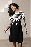 Сукня міні для вагітних та годуючих літня у смужку BECKY розмір S Юла Мама Чорний+Білий, фото 3