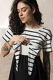 Сукня міні для вагітних та годуючих літня у смужку BECKY розмір S Юла Мама Чорний+Білий, фото 6