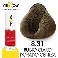 Краска для волос - Yellow Permanent Cosmetic Coloring Cream 100 мл Италия 8.31 Світлий золотисто-попелястий блонд