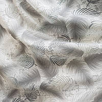 Тюль штора батист с тканевым принтом "Перо Ангела" серая Высота 2.9 м Франция Люкс