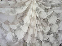 Тюль штора органза с тканевым принтом "Vincent" белая, высота 3 м