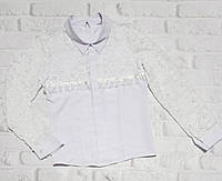 Сорочка блузка біла шовкова з гіпюром для дівчаток р 152