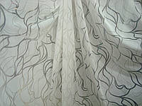 Тюль штора органза с тканевым принтом Белая "Giselle" Высота 3 м Гардина в зал спальню гостиную детскую