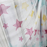 Тюль детская "Звезды" цветная в комнату девочки, мальчика, фатиновая сеточка, высота 2,9 м