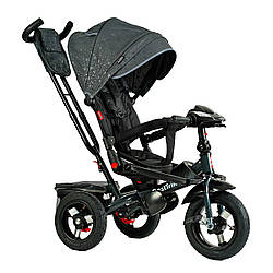 Дитячий велосипед-коляска з ручкою Best Trike 6088 F-980-66 поворотне сидіння надувні колеса Чорно-сірий
